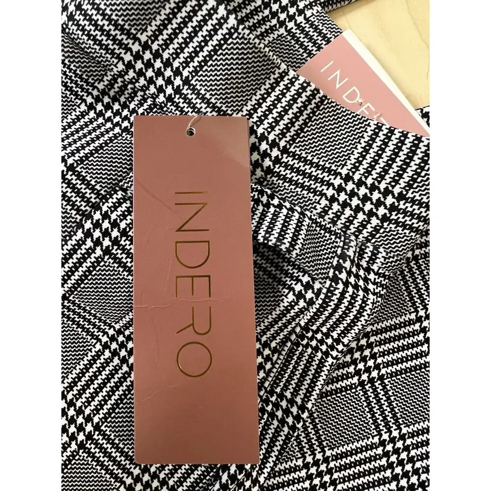 Indero Scuba Pants NWT Black/White Plaid Spandex Women's Size S/M